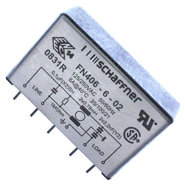 FN406-6-02 Schaffner EMC Inc.  Moduli di filtro di linea di alimentazione